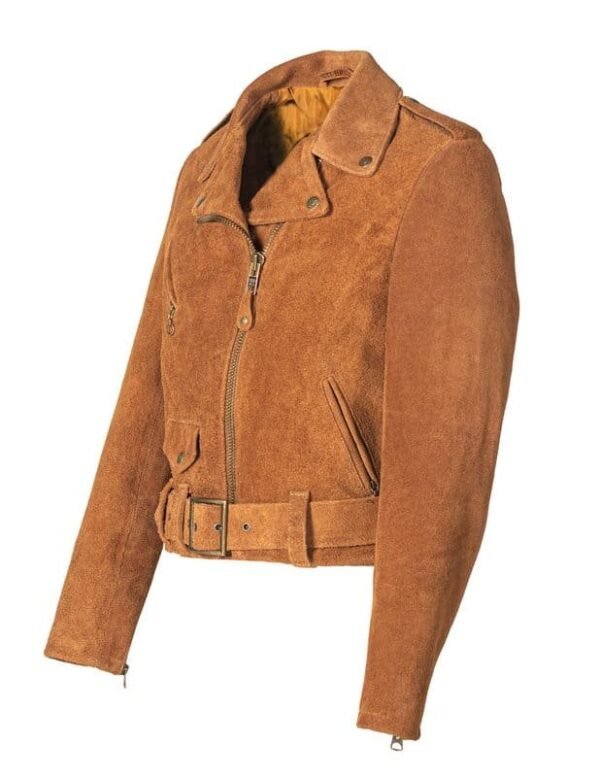 Women's Rough Out Cow Suede Cropped Perfecto Jacket - Image 3