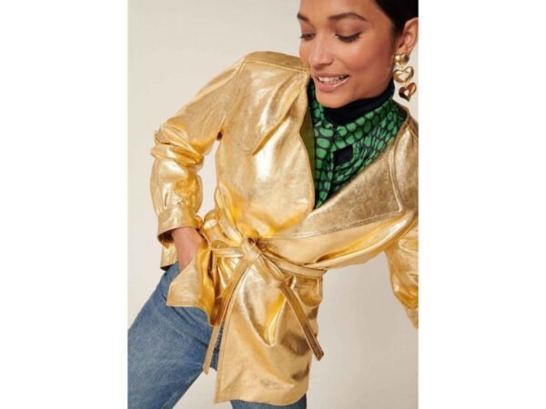 Gold Leather Coat Women