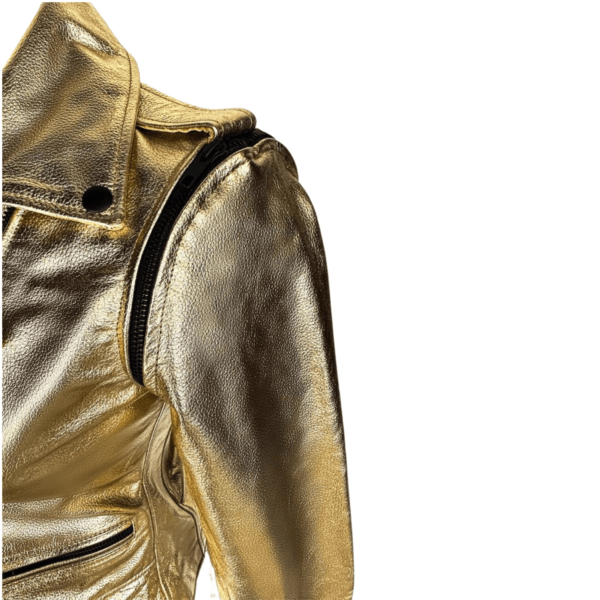 Gold Leather Jacket Women - Image 4