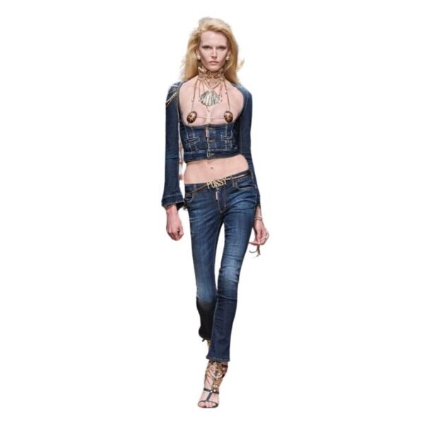 DSQUARED2 STRETCH DENIM LONG SLEEVES CORSET JACKET - Image 5