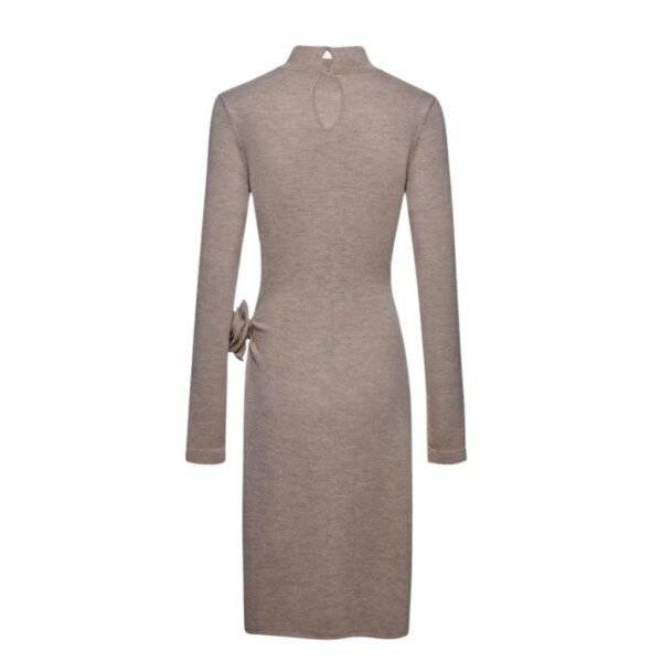 MAGDA BUTRYM HIGH NECK KNIT MIDI DRESS IN BEIGE - Image 2