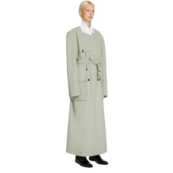 DRIES VAN NOTEN OVERSIZED BELTED COAT CEMENT - Image 4