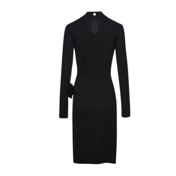 MAGDA BUTRYM HIGH NECK KNIT MIDI DRESS IN BLACK