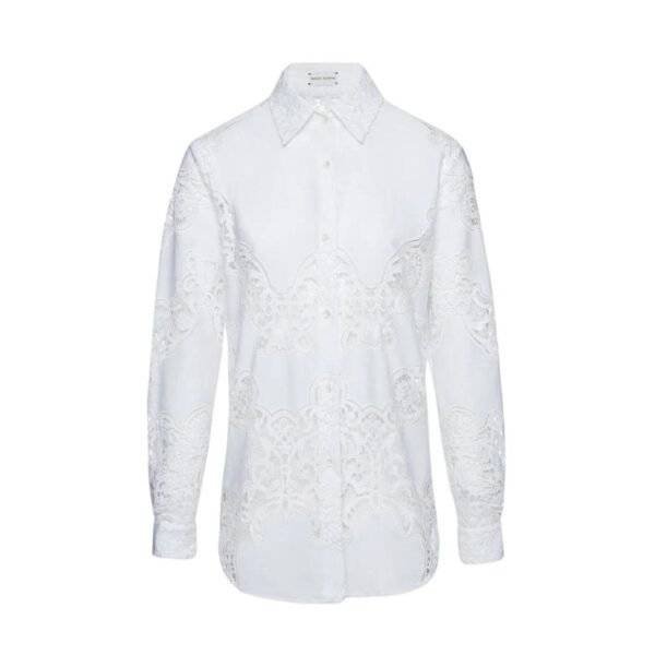 MAGDA BUTRYM CLASSIC COTTON BUTTON UP SHIRT IN WHITE LACE