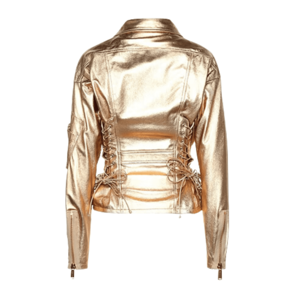 Gold Leather Jacket Women - Image 2