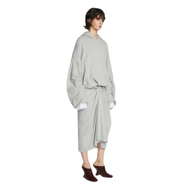 DRIES VAN NOTEN DRAPED HOODIE GREY MELANGE - Image 2