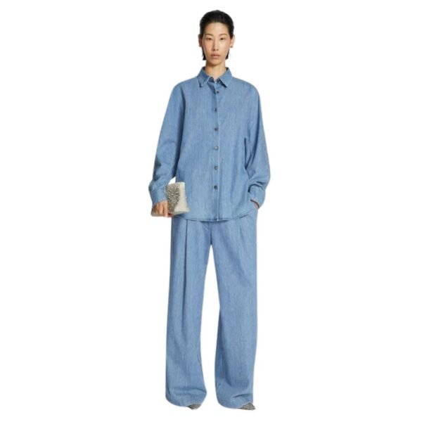 DRIES VAN NOTEN DENIM COCOON SHIRT LIGHT BLUE - Image 2