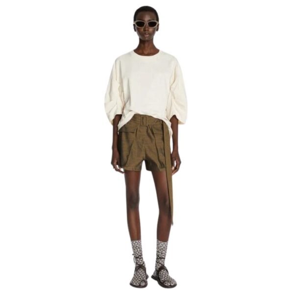 DRIES VAN NOTEN DRAPED SLEEVE TEE ECRU