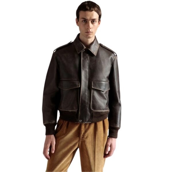 BALLY BOMBER JACKET IN BROWN LEATHER - Image 4