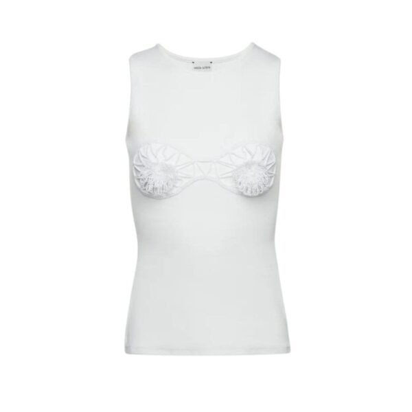 MAGDA BUTRYM CROCHET BRA TANK TOP IN WHITE