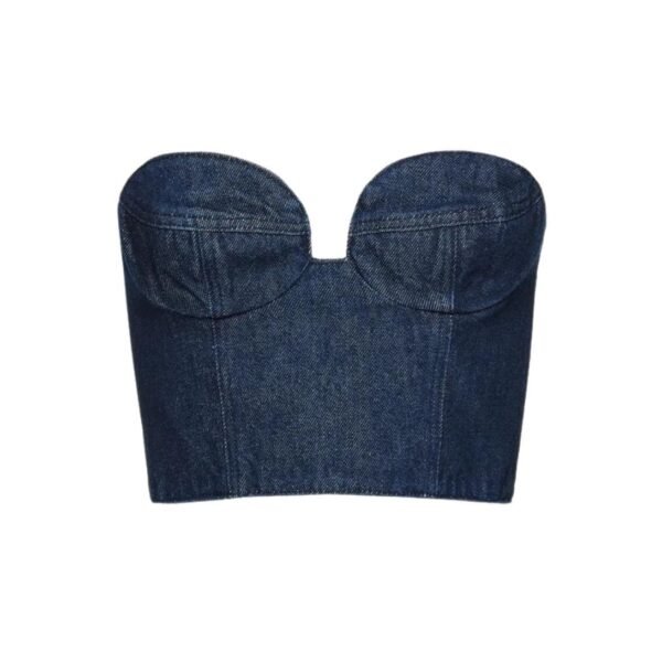 MAGDA BUTRYM DENIM CORSET TOP IN INDIGO