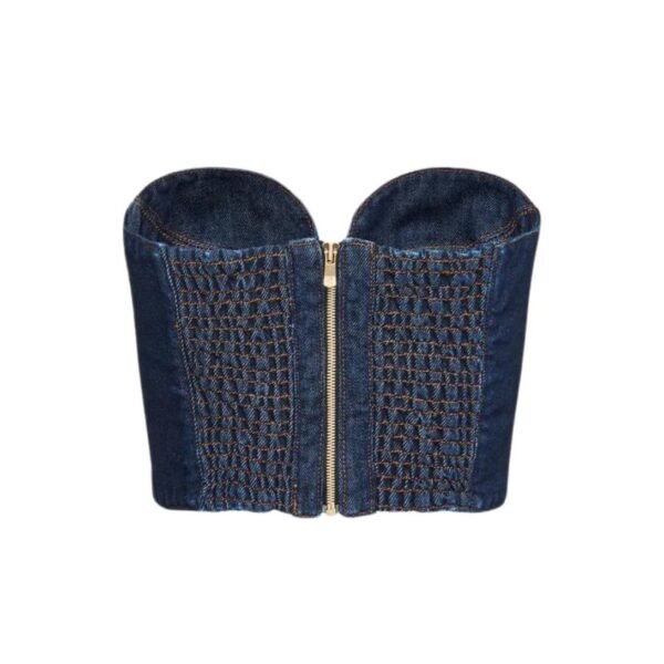 MAGDA BUTRYM DENIM CORSET TOP IN INDIGO - Image 2