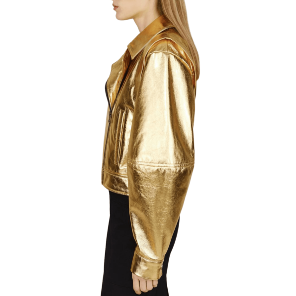 Gold Leather Jacket Women - Image 4