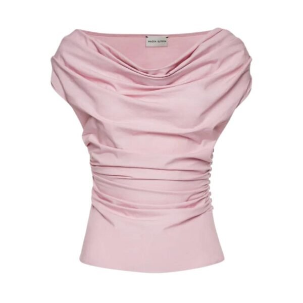 MAGDA BUTRYM OFF SHOULDER DRAPED TOP IN PINK