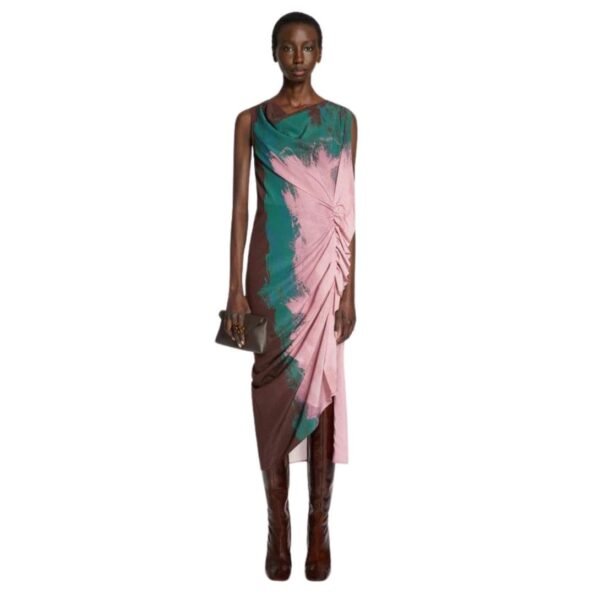 DRIES VAN NOTEN PRINTED DRAPED DRESS PINK - Image 2