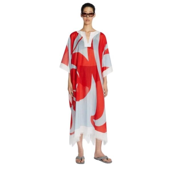 DRIES VAN NOTEN COTTON KAFTAN RED - Image 4