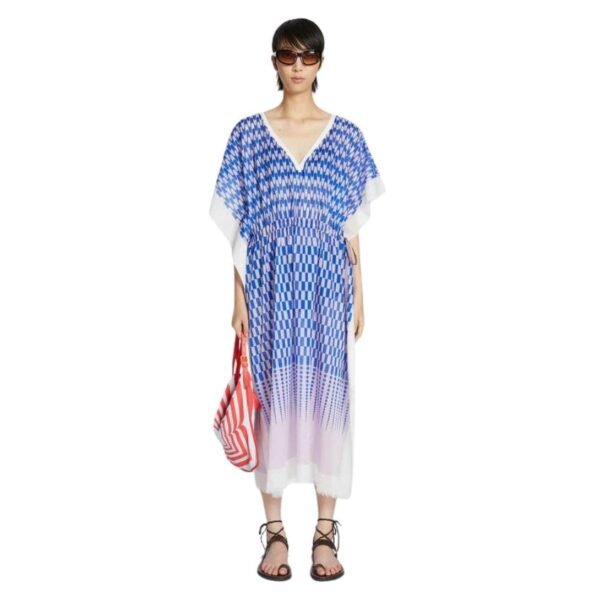 DRIES VAN NOTEN COTTON DRAWSTRING KAFTAN BLUE - Image 2