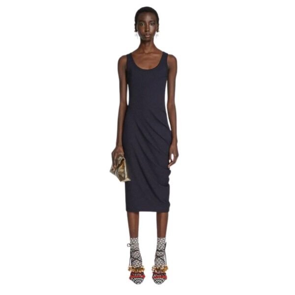 DRIES VAN NOTEN DRAPED TANK TOP DRESS NAVY - Image 4