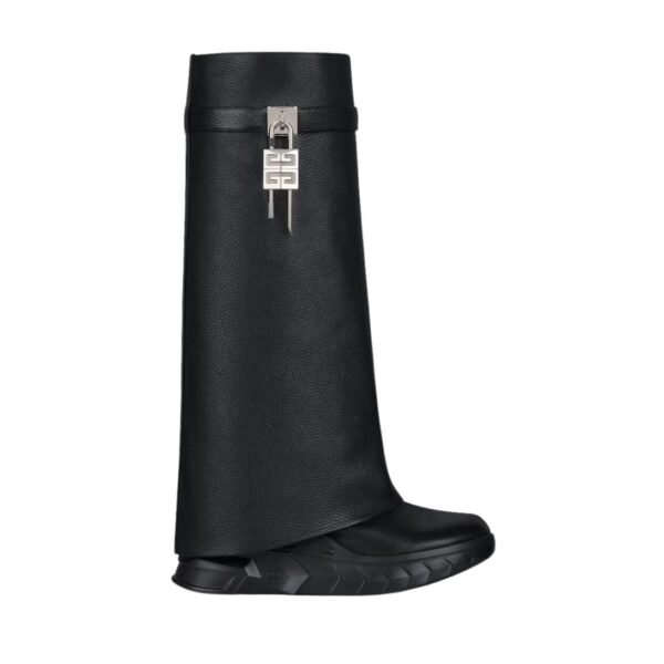 GIVENCHY SHARK LOCK BIKER ANKLE BOOTS IN GRAINED LEATHER