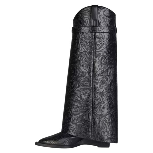 GIVENCHY SHARK LOCK COWBOY ANKLE BOOTS IN LEATHER WITH WESTERN PATTERN - Image 2