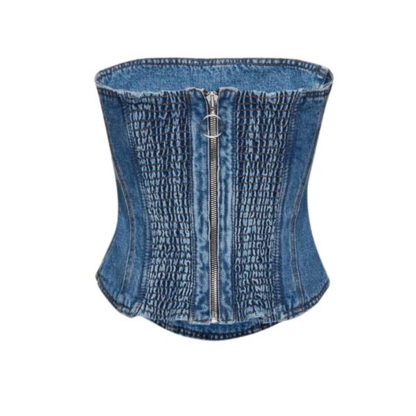 MAGDA BUTRYM STRAPLESS STITCH CORSET IN BLUE - Image 2