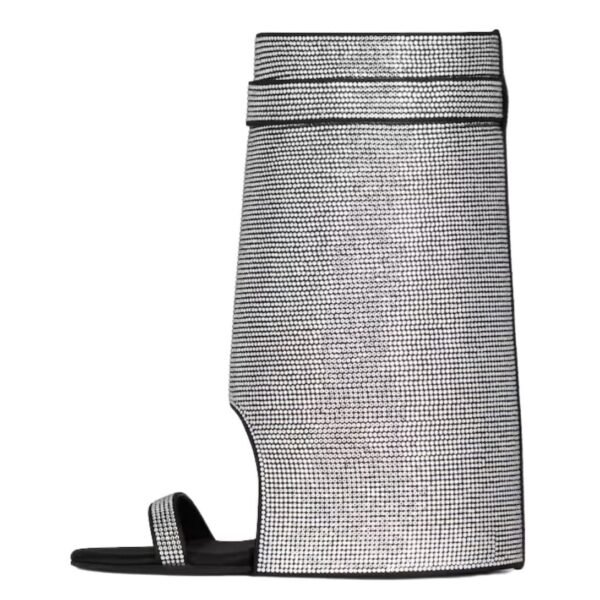 GIVENCHY SHARK LOCK SANDALS IN SATIN WITH STRASS - Image 3