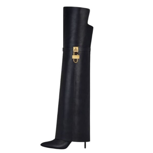 GIVENCHY SHARK LOCK STILETTO OVER THE KNEE BOOTS IN LEATHER - Image 2