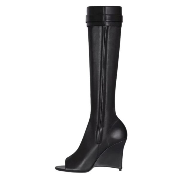 GIVENCHY SHARK LOCK STILETTO SANDAL BOOTS IN LEATHER - Image 4