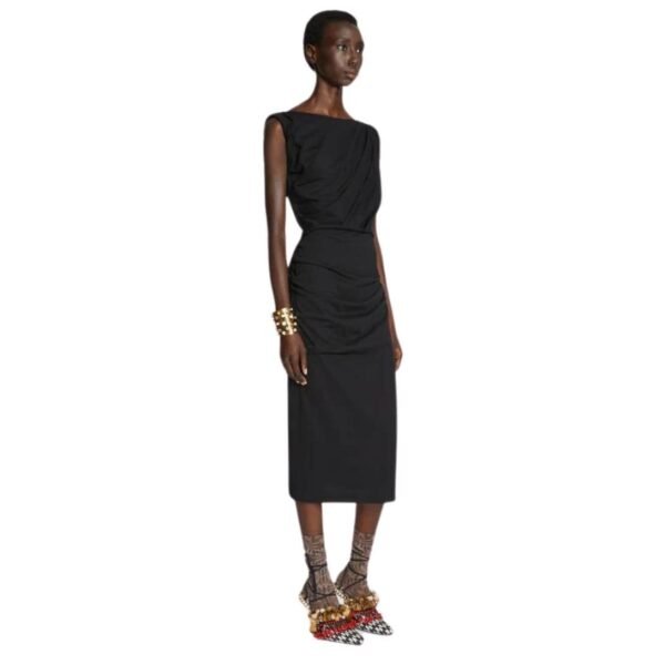 DRIES VAN NOTEN FITTED DRAPED DRESS BLACK - Image 2