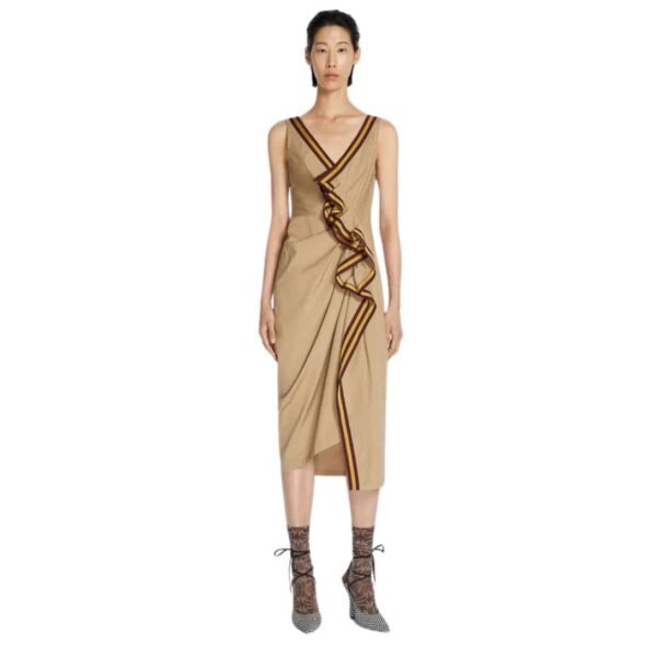 DRIES VAN NOTEN DRAPED COTTON DRESS BEIGE - Image 2