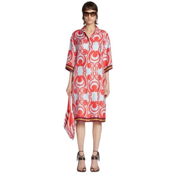 DRIES VAN NOTEN SILK SHIRT DRESS RED - Image 2