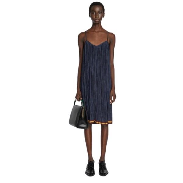 DRIES VAN NOTEN PLEATED SLIP DRESS NAVY - Image 3