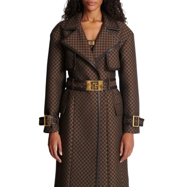 BALMAIN MINI MONOGRAM JACQUARD TRENCH COAT - Image 5