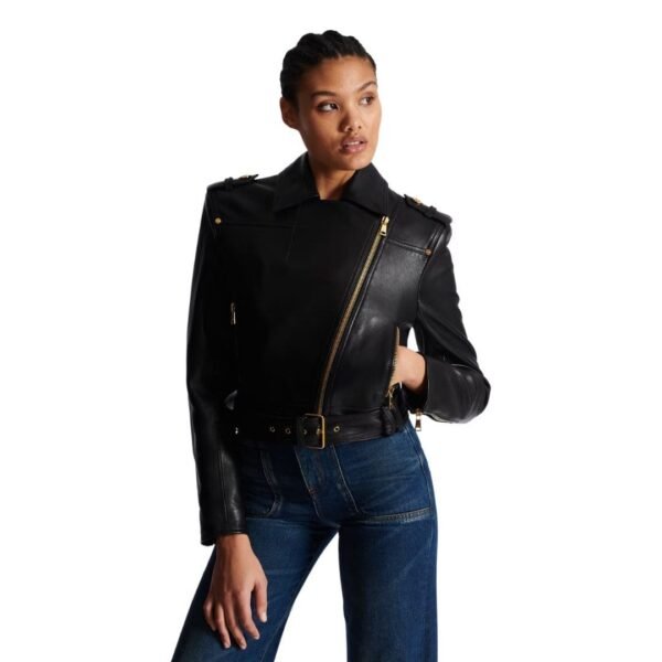 BALMAIN SHORT LEATHER BIKER JACKET - Image 6