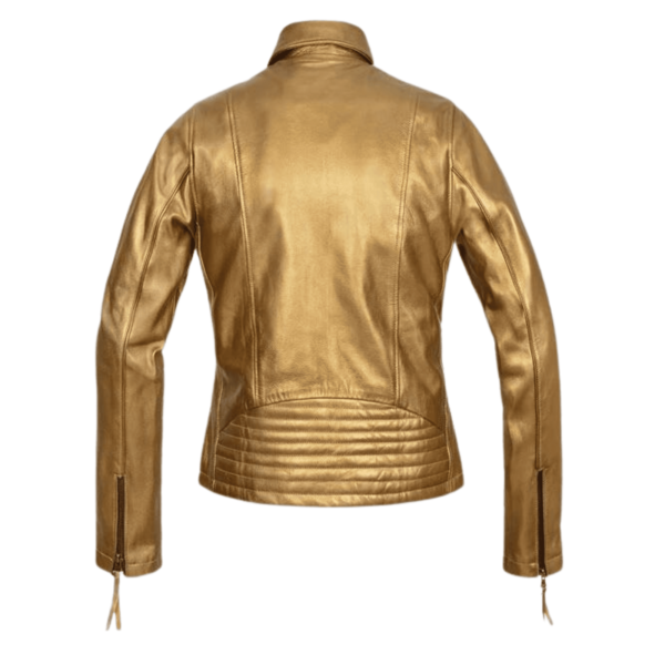 Gold Leather Jacket Women - Image 3