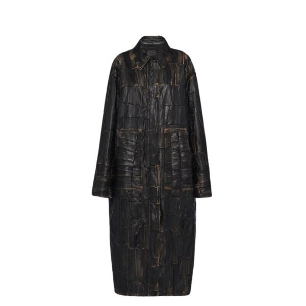 PRADA NAPPA LEATHER PATCHWORK COAT