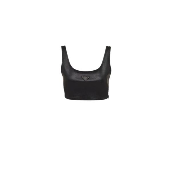 PRADA STRETCH NAPPA LEATHER TOP