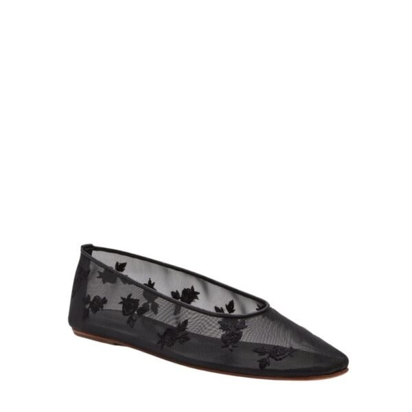 MAGDA BUTRYM MESH BALLET FLATS IN BLACK EMBROIDERY