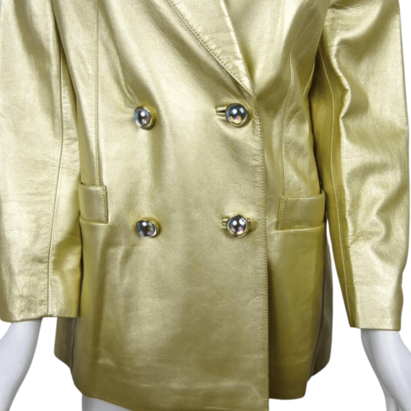 Gold Leather Coat Women - Image 2