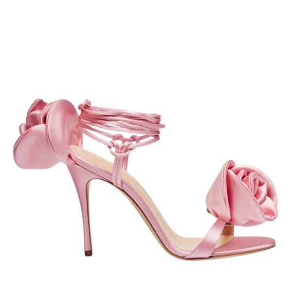 MAGDA BUTRYM WRAP AROUND DOUBLE FLOWER SANDALS IN PINK - Image 2