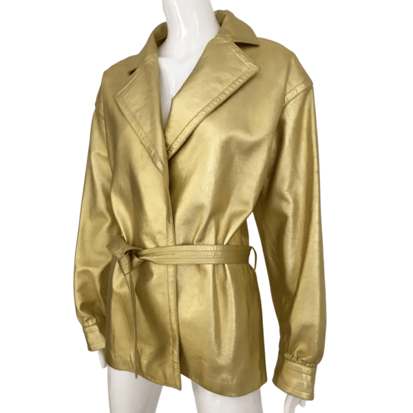 Gold Leather Coat Women - Image 3