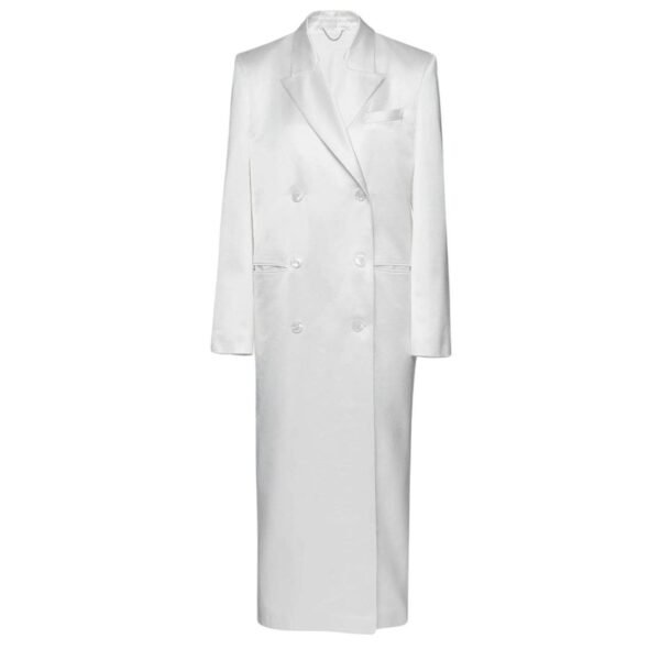 MAGDA BUTRYM CLASSIC DOUBLE BREASTED SILK COAT IN CREAM