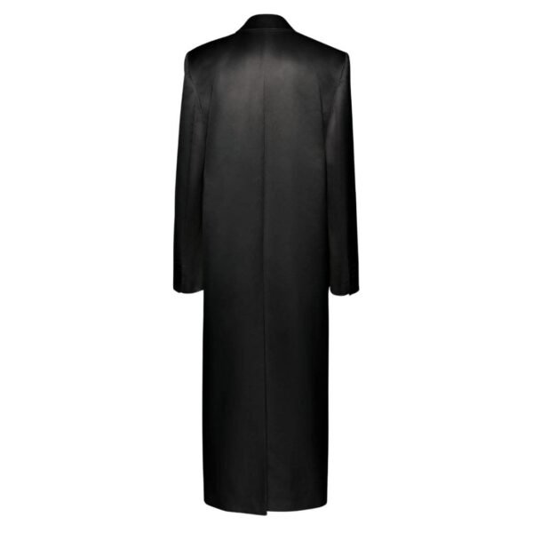 MAGDA BUTRYM CLASSIC DOUBLE BREASTED SILK COAT IN BLACK - Image 2