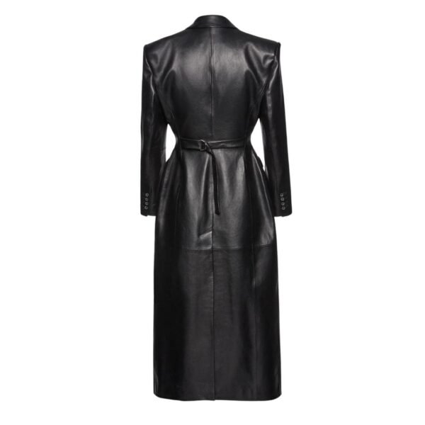 MAGDA BUTRYM LEATHER HOURGLASS COAT IN BLACK - Image 2