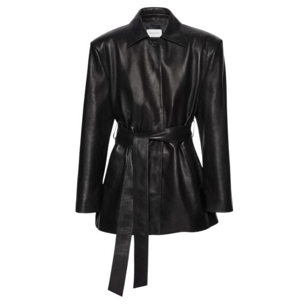 MAGDA BUTRYM BELTED LEATHER JACKET IN BLACK