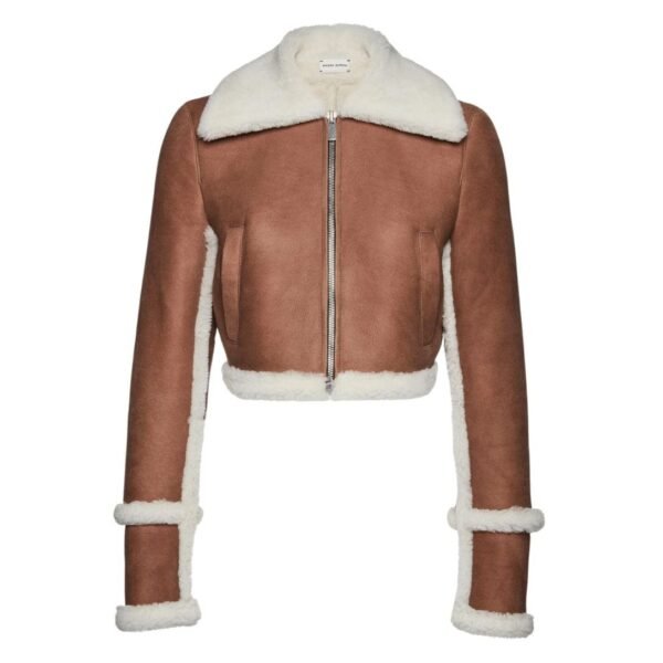 MAGDA BUTRYM CROPPED SHEARLING JACKET IN BEIGE