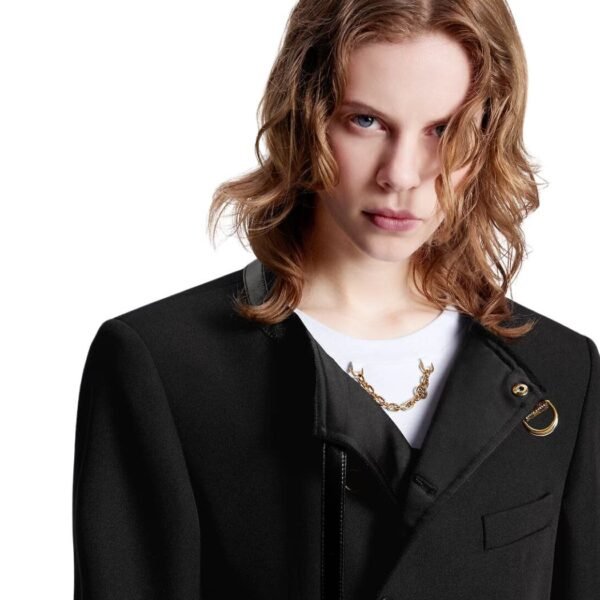 LOUIS VUITTON LEATHER ACCENT ASYMMETRICAL BLAZER - Image 4