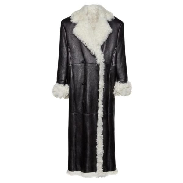 MAGDA BUTRYM DOUBLE BREASTED SHEARLING COAT IN BLACK