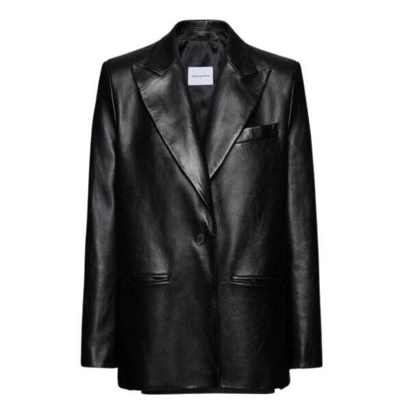 MAGDA BUTRYM OVERSIZED LEATHER BLAZER IN BLACK