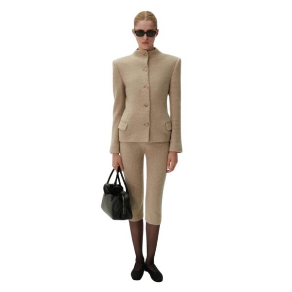 MAGDA BUTRYM CASHMERE HIGH NECK BLAZER IN BEIGE - Image 2